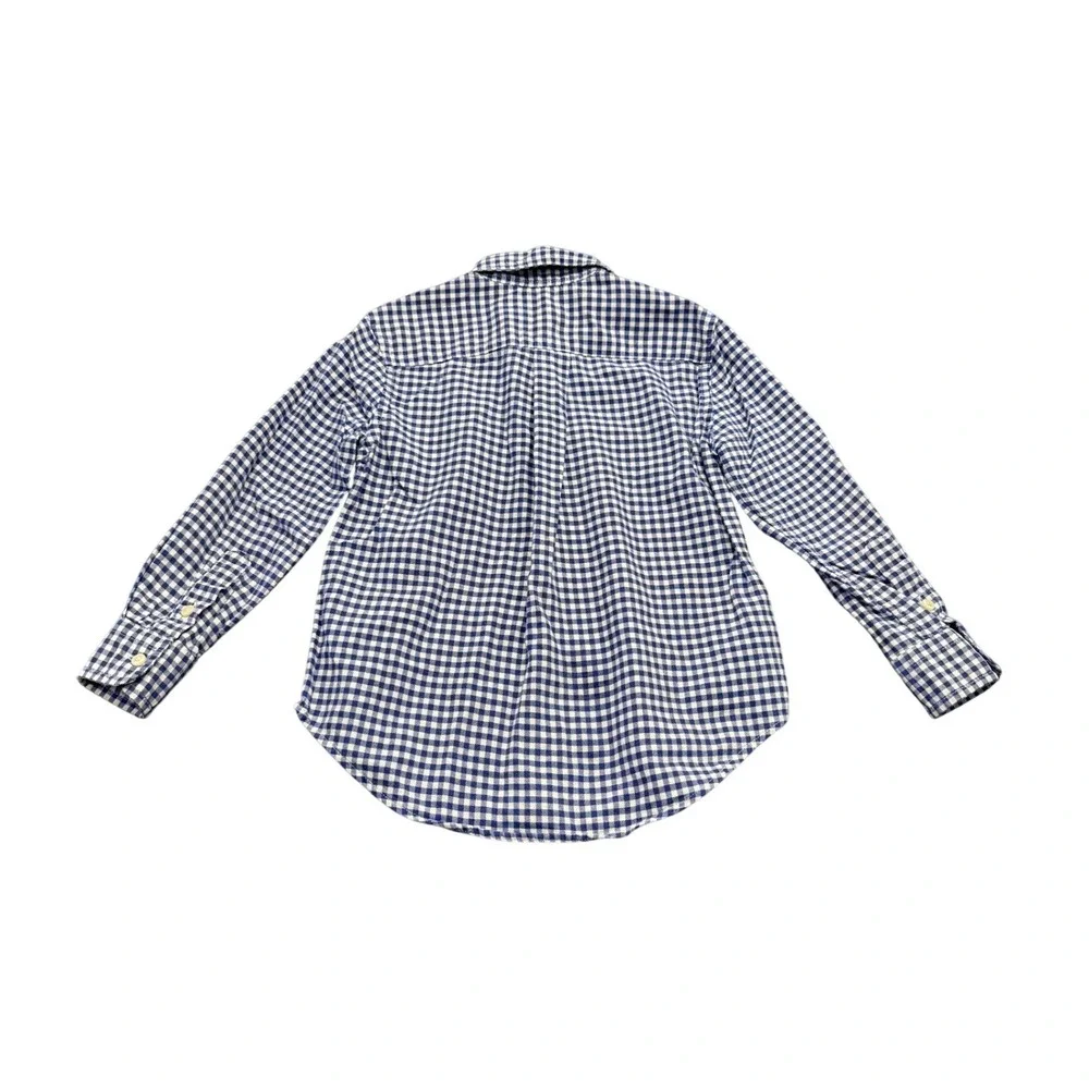 Ralph Lauren Gingham Button Down Shirt Boys 4 4T Blue White Check Long Sleeve